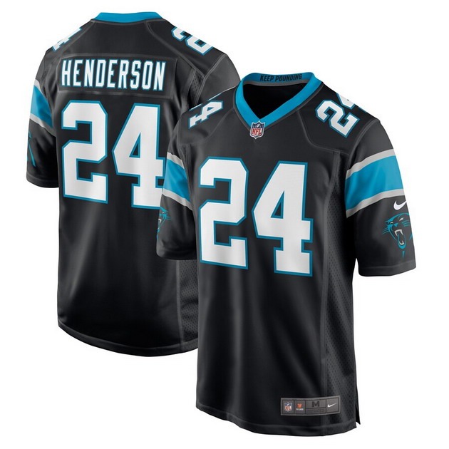 mens nike cj henderson black carolina panthers game player jersey